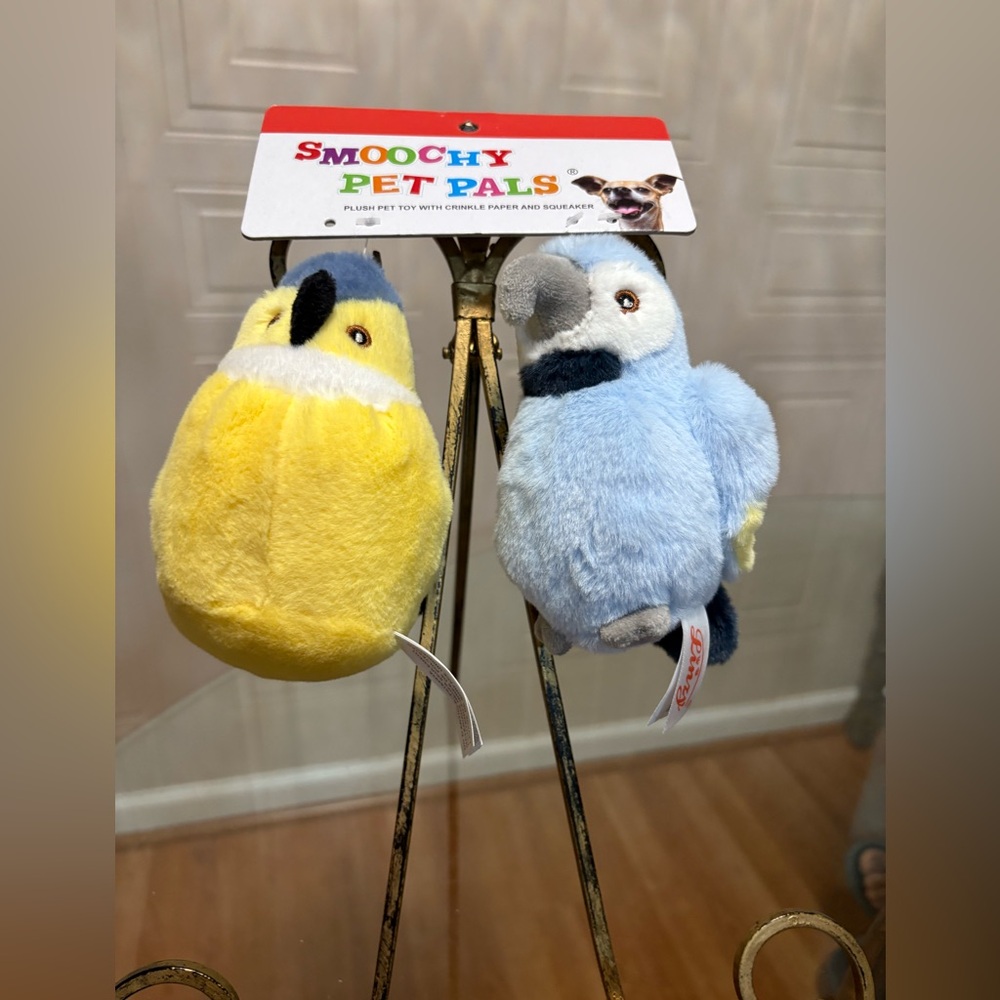 Smoochy Pet Pals ~SqueakyCrinkle Dog Toy. Birds 6”